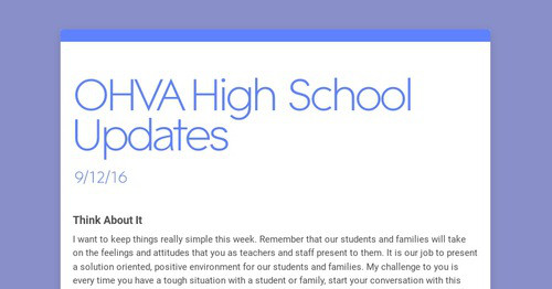 OHVA High School Updates Smore Newsletters OHVA High School Updates Smore Newsletters