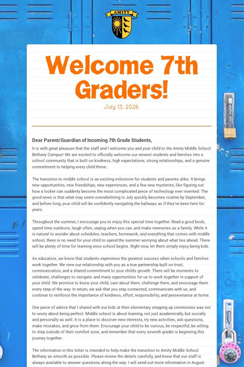 Welcome 7th Graders!