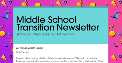 Middle School Transition Newsletter