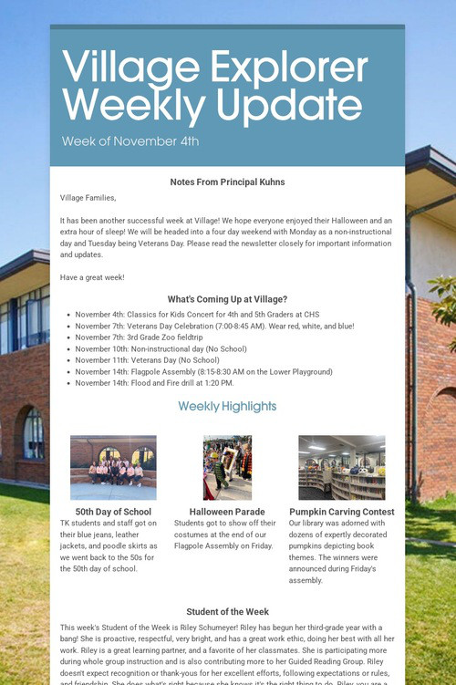 Village Explorer Weekly Update