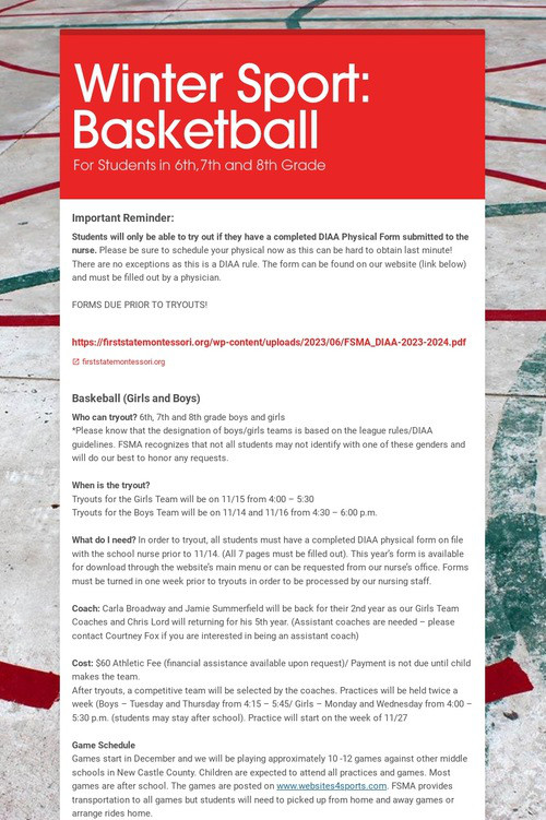 Winter Sport: Basketball
