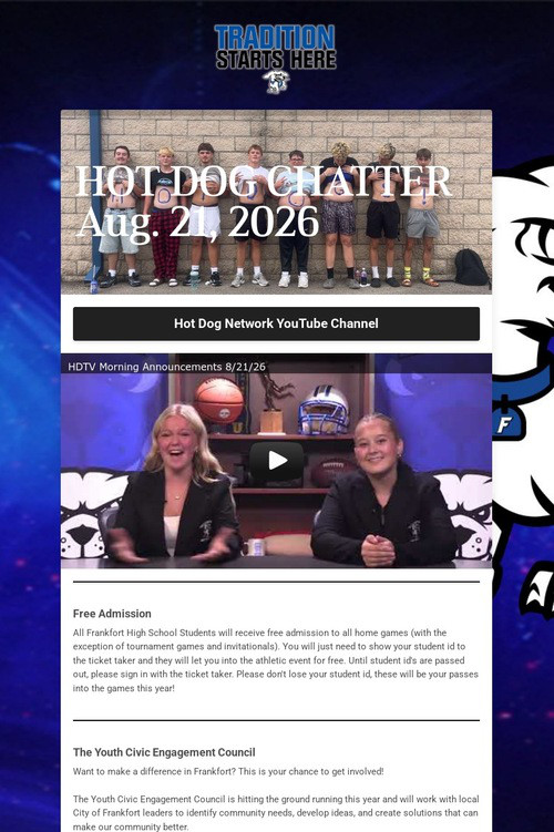 HOT DOG CHATTER Aug. 21, 2026