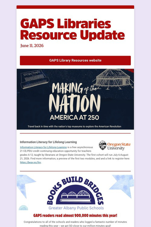 GAPS Libraries Resource Update