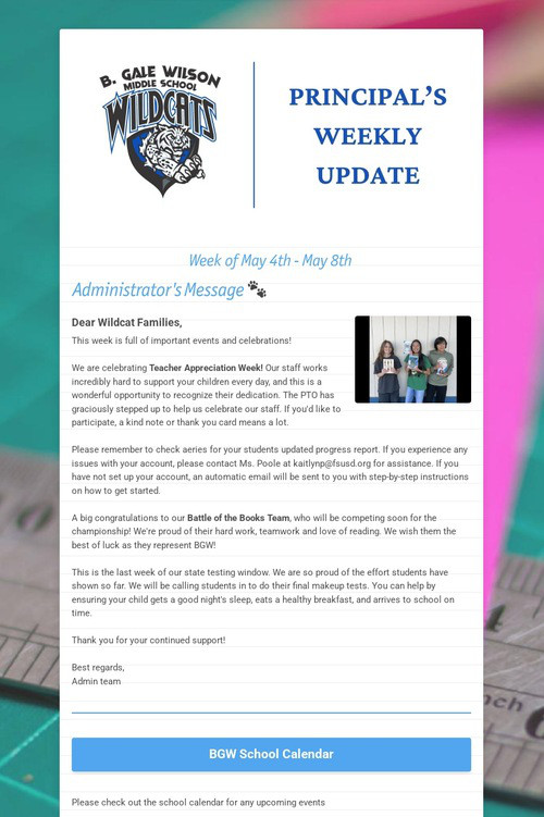 Principal's Weekly Update