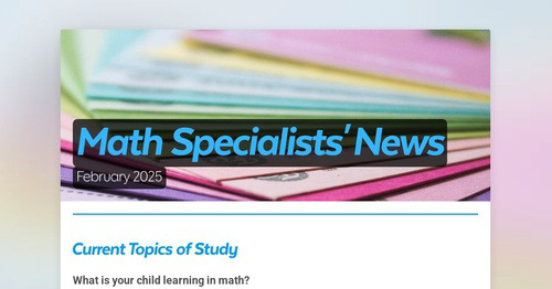 Math Specialists' News