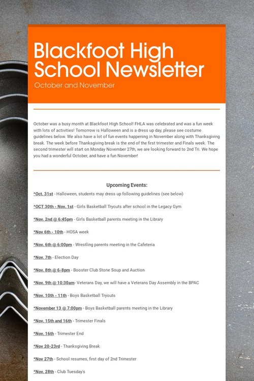 Blackfoot High School Newsletter
