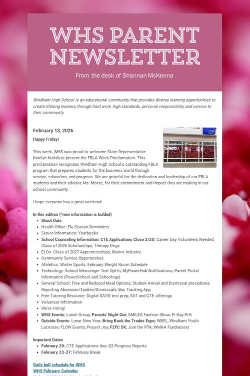 WHS Parent Newsletter