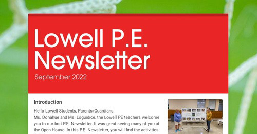 Lowell P.E. Newsletter