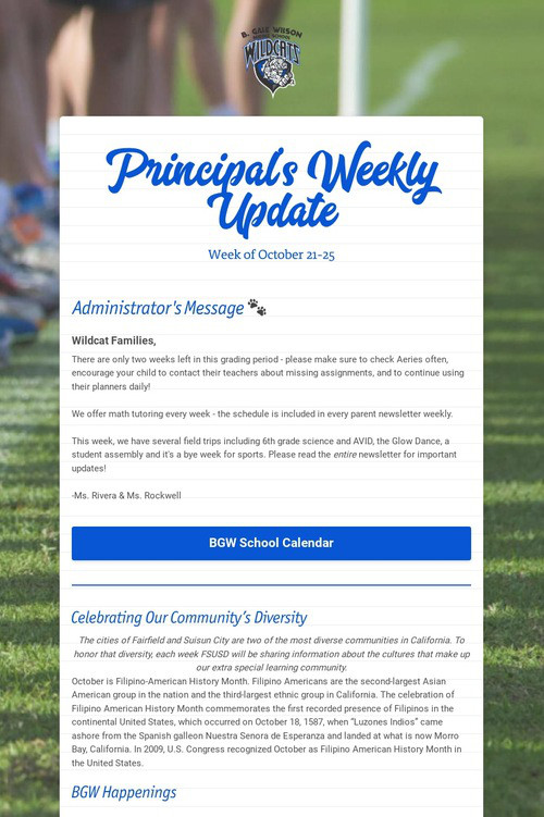 Principal's Weekly Update
