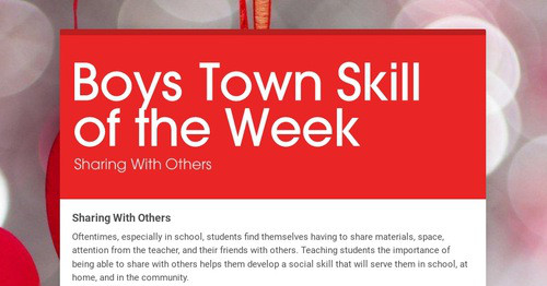 Boys Town Skill of the Week | Smore Newsletters