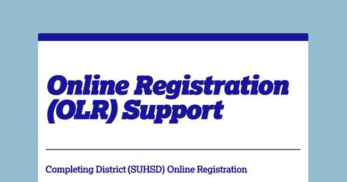 Online Registration (OLR) Support