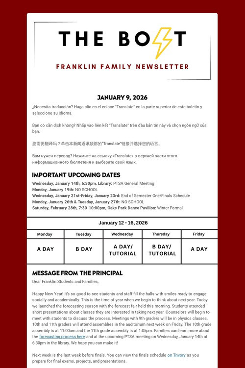 Weekly Family Newsletter