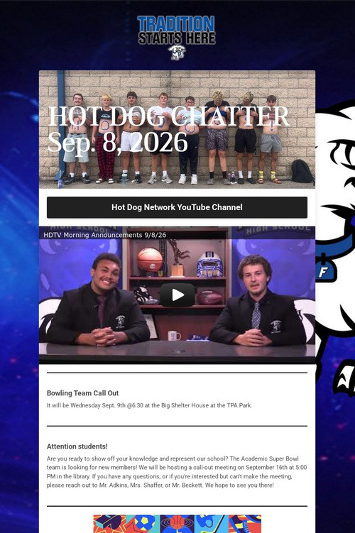 HOT DOG CHATTER Sep. 8, 2026