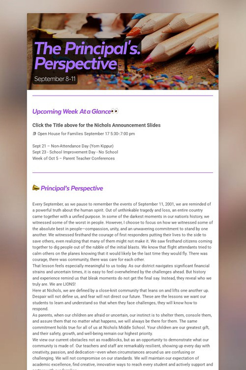 The Principal's. Perspective