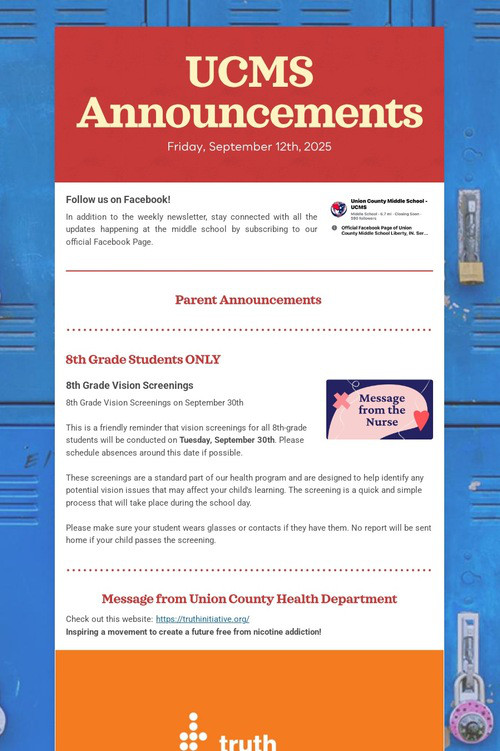 UCMS Announcements