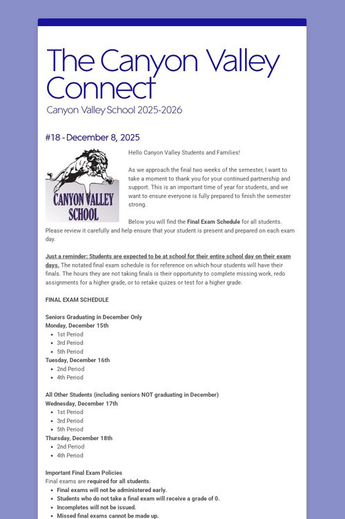 The Canyon Valley Connect