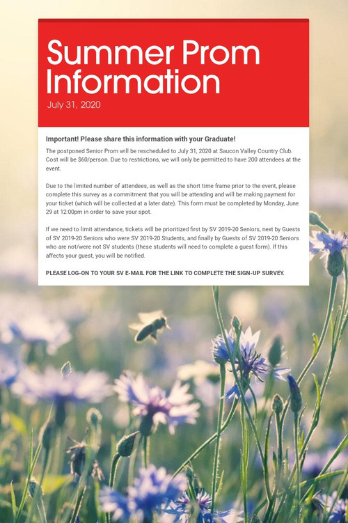 Summer Prom Information