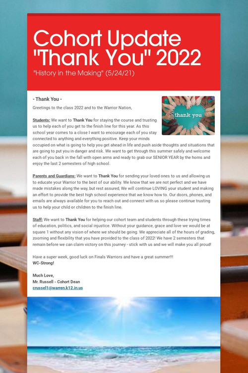 Cohort Update "Thank You" 2022