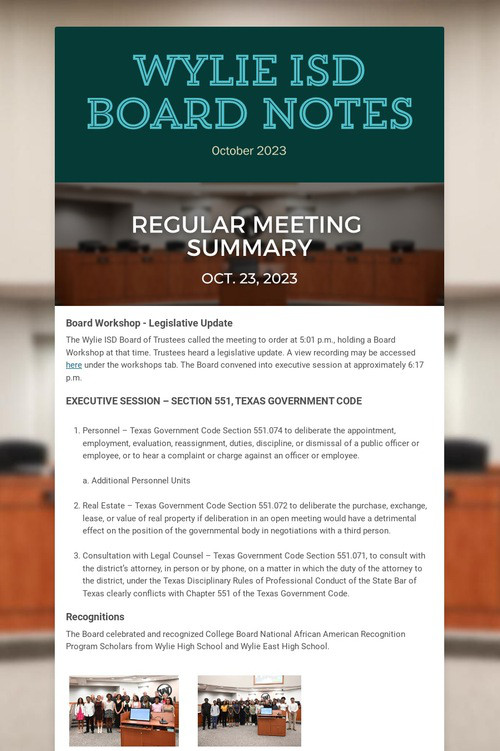 Wylie ISD Board Notes