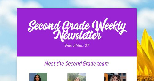 Second Grade Weekly Newsletter