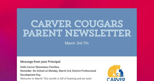 Carver Cougars Parent Newsletter