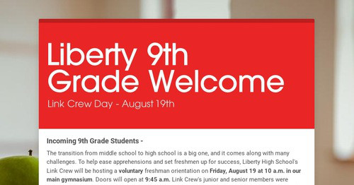 Liberty 9th Grade Welcome