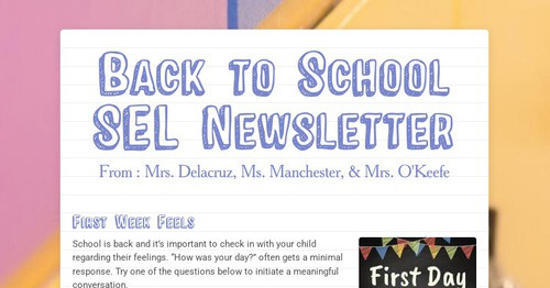 Back to School SEL Newsletter