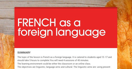 FRENCH as a foreign language