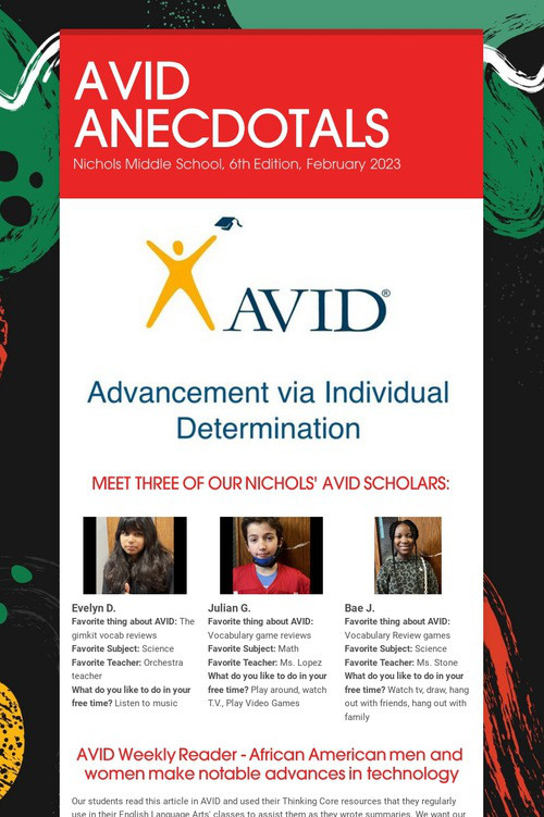 AVID ANECDOTALS