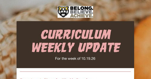Curriculum Weekly Update