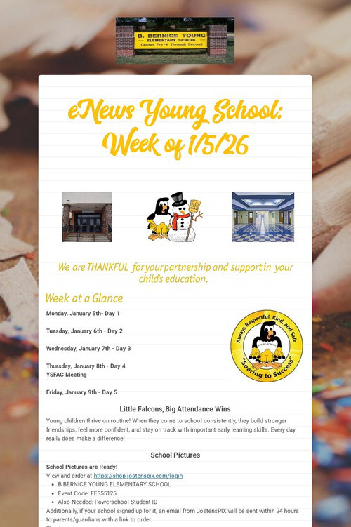 eNews Young School: Week of 1/5/26