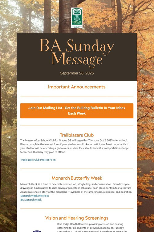 BA Sunday Message