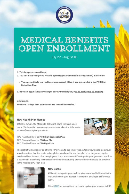 Medical Benefits Open Enrollment