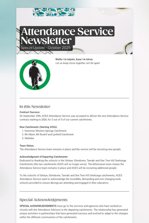 Attendance Service Newsletter