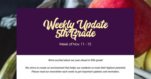 Weekly Update 5th Grade