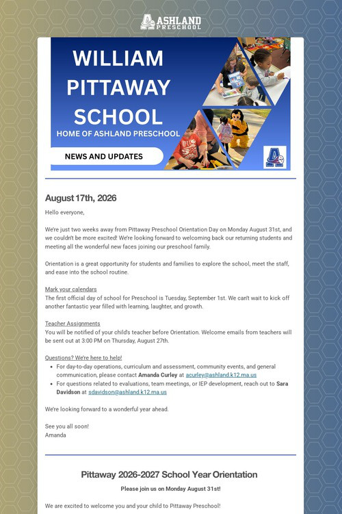 Ashland Preschool Update