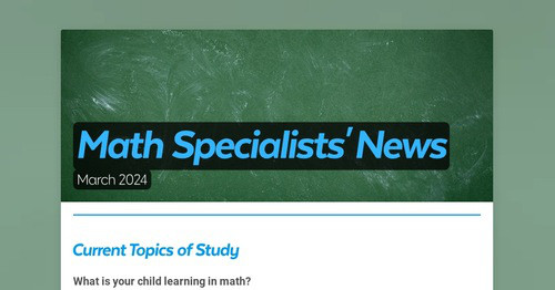 Math Specialists' News