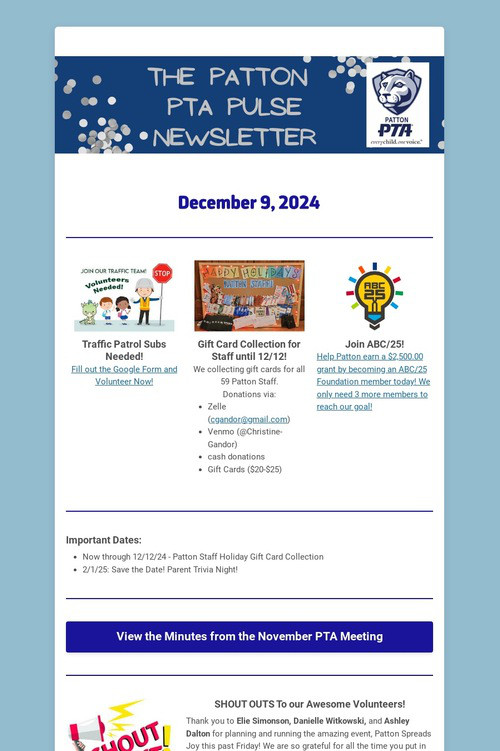Patton PTA Pulse Newsletter