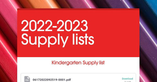 2022-2023 Supply lists
