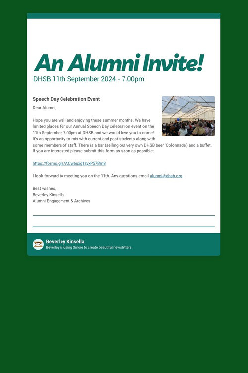An Alumni Invite!