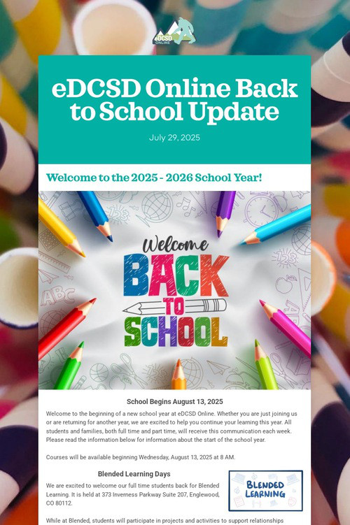 eDCSD Online Back to School Update
