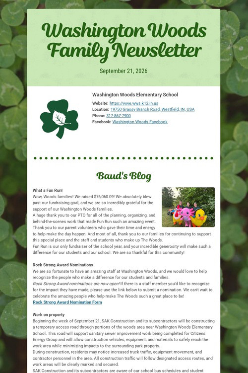 Washington Woods Family Newsletter