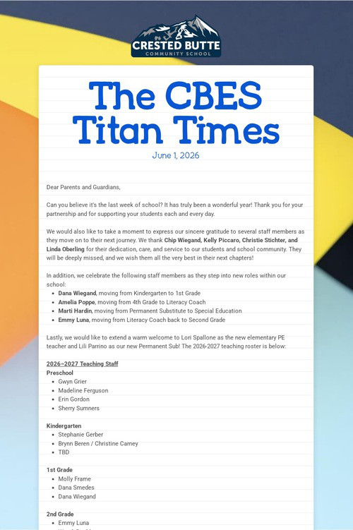 The CBES Titan Times