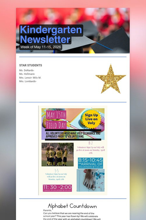 Kindergarten Newsletter