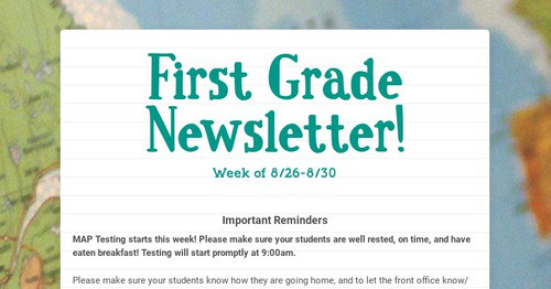 First Grade Newsletter!