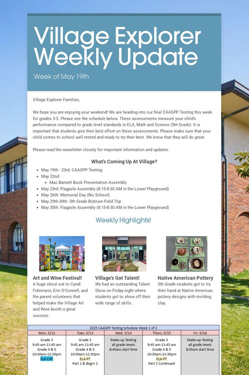 Village Explorer Weekly Update