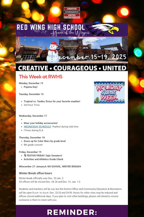 RWHS Student Newsletter