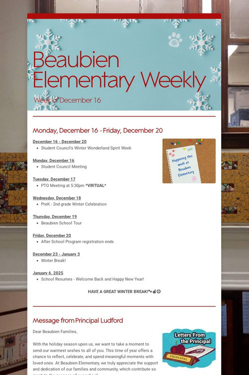 Beaubien Elementary Weekly