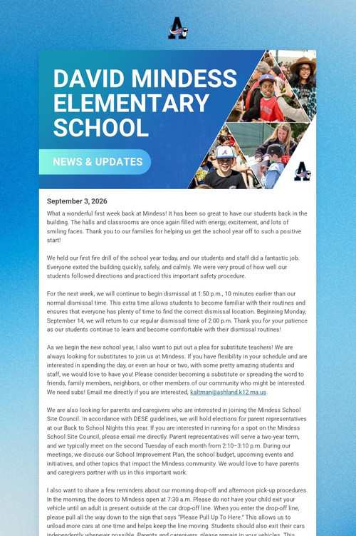 Mindess School Weekly Update