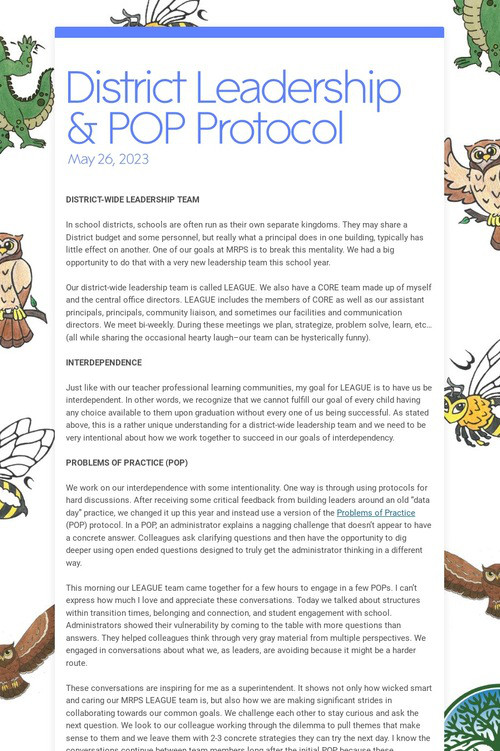 District Leadership & POP Protocol